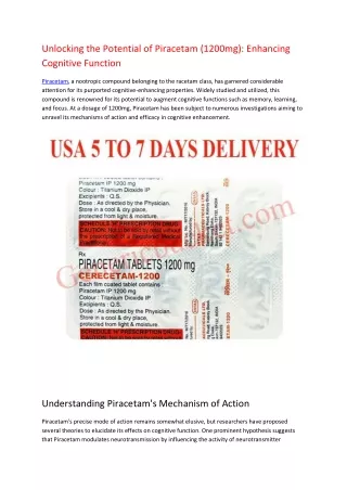 unlocking the potential of piracetam 1200mg