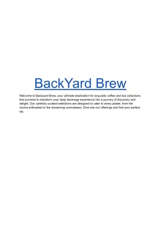 BackYard Brew