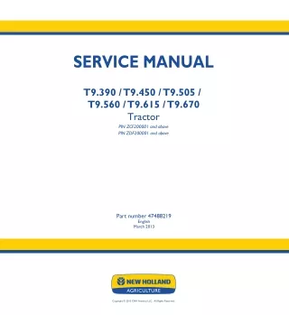 New Holland T9.390 [ZCF200001 - ] Tractor Service Repair Manual