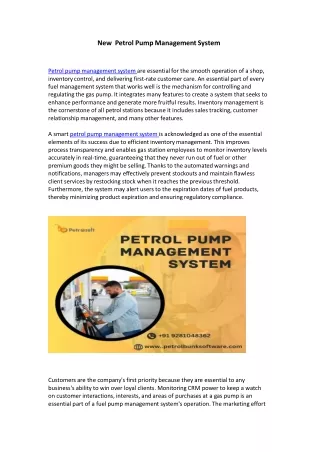 Smart Petrol Pump Management System