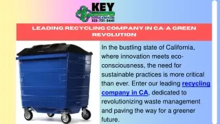 Eco-Friendly Solutions Leading Recycling Company in CA