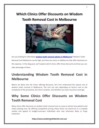 Which Clinics Offer Discounts on Wisdom Tooth Removal Cost in Melbourne