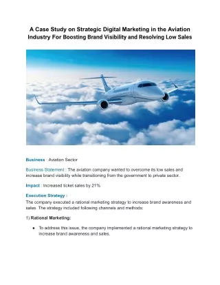 A Case Study on Strategic Digital Marketing in the Aviation Industry