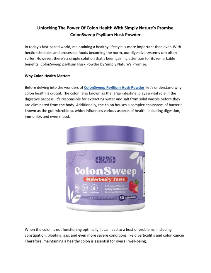 unlocking the power of colon health with simply