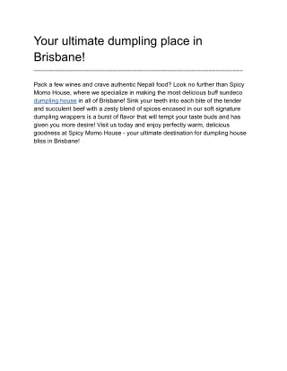 Your ultimate dumpling place in Brisbane