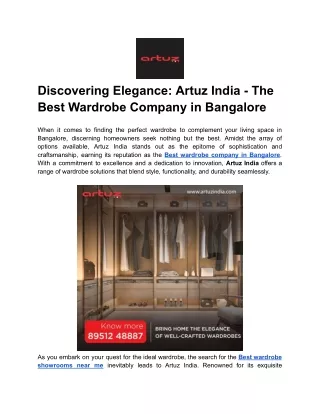 Discovering Elegance_ Artuz India - The Best Wardrobe Company in Bangalore