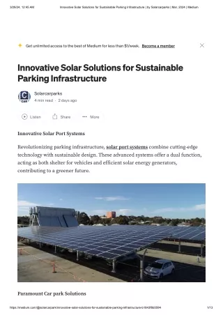 Innovative Solar Solutions for Sustainable Parking Infrastructure _ by Solarcarparks _ Mar, 2024 _ Medium