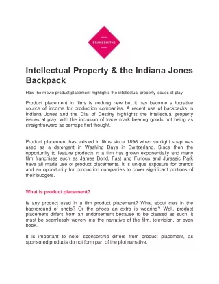 Intellectual Property & the Indiana Jones Backpack - Brandsmiths