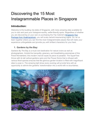 Discovering the 15 Most Instagrammable Places in Singapore