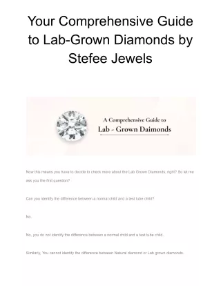 Your Comprehensive Guide to Lab-Grown Diamonds by Stefee Jewels