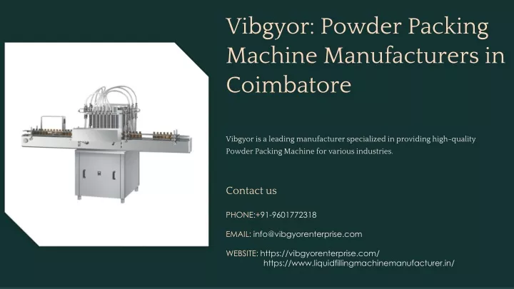 vibgyor powder packing machine manufacturers