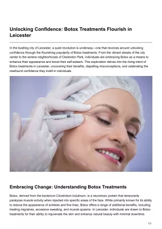 Unlocking Confidence Botox Treatments Flourish in Leicester