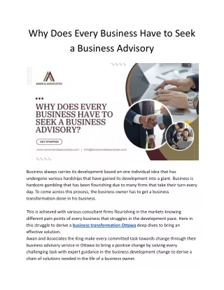 Why does every business have to seek a business advisory