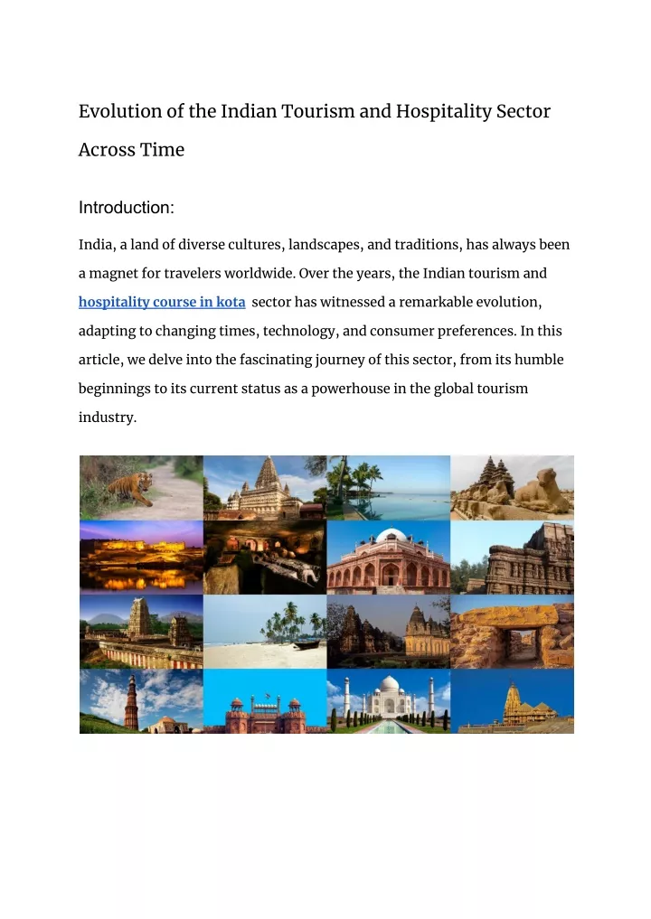 evolution of the indian tourism and hospitality