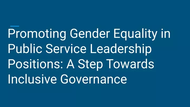 promoting gender equality in public service