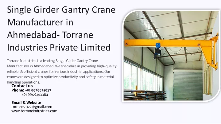 single girder gantry crane manufacturer