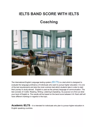 IELTS BAND SCORE WITH IELTS  Coaching