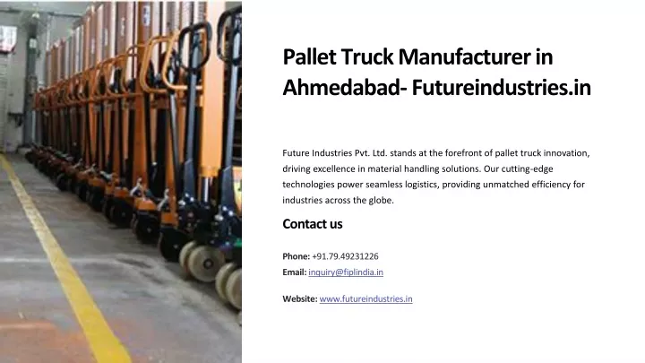 pallet truck manufacturer in ahmedabad