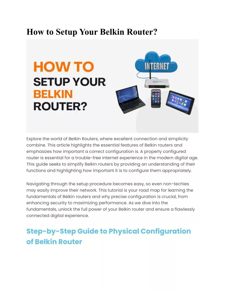 how to setup your belkin router