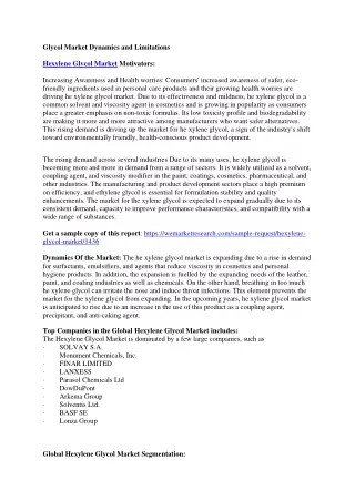 glycol market dynamics and limitations hexylene