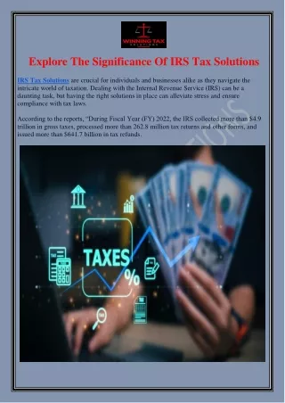 Explore The Significance Of IRS Tax Solutions