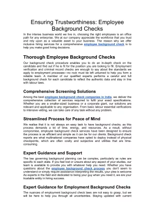 Ensuring Trustworthiness Employee Background Checks