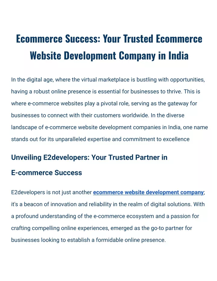 ecommerce success your trusted ecommerce website