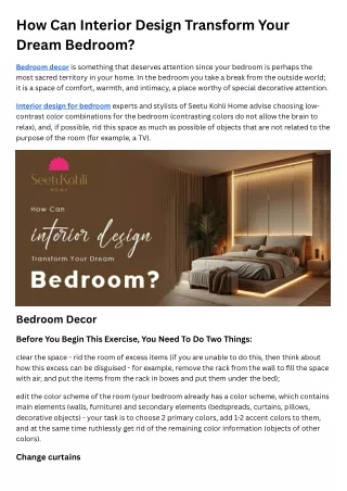 How Can Interior Design Transform Your Dream Bedroom