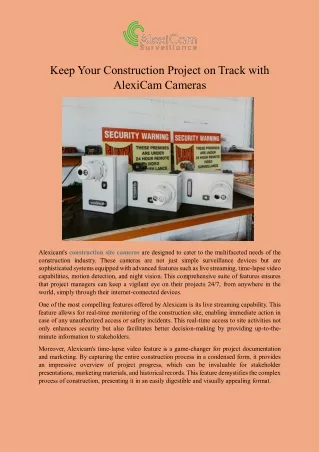 Keep Your Construction Project on Track with AlexiCam Cameras