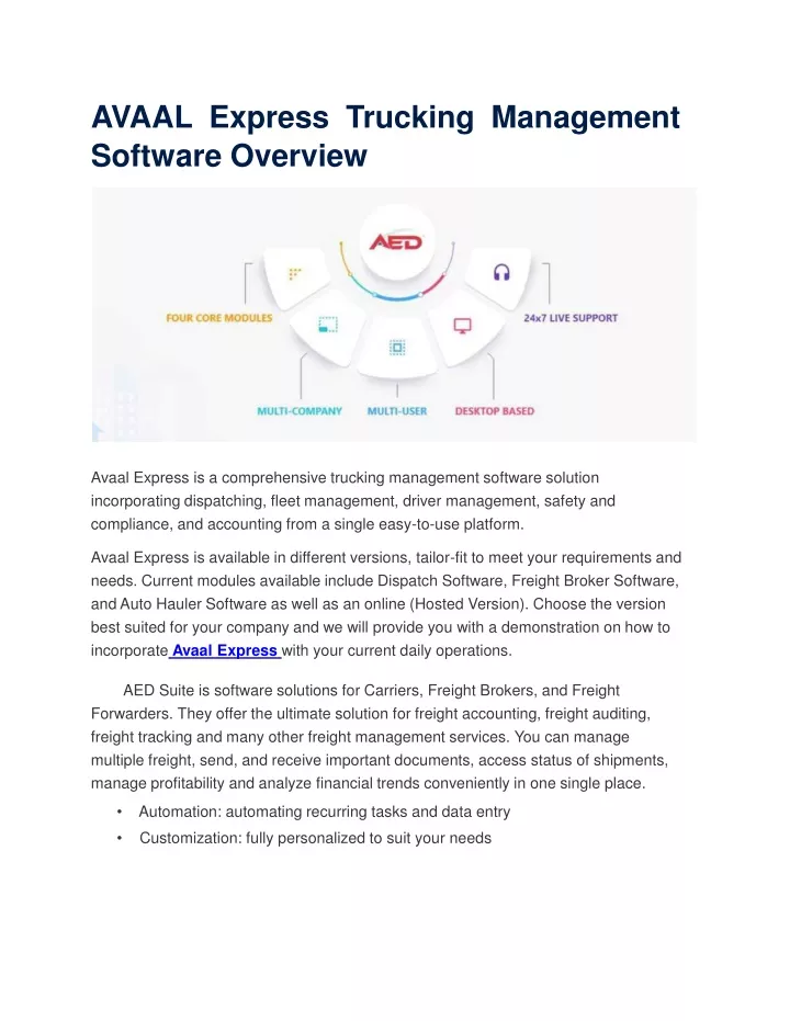 avaal express trucking management software