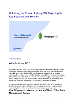MongoDB - Exploring Its Key Features and Benefits