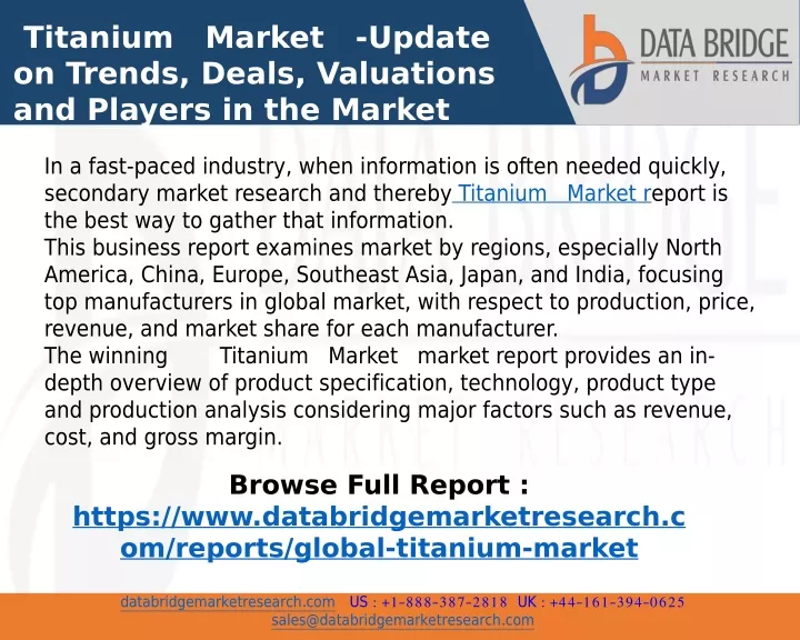 titanium market update on trends deals valuations