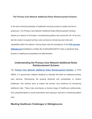 The Primary Care Network Additional Roles Reimbursement Scheme
