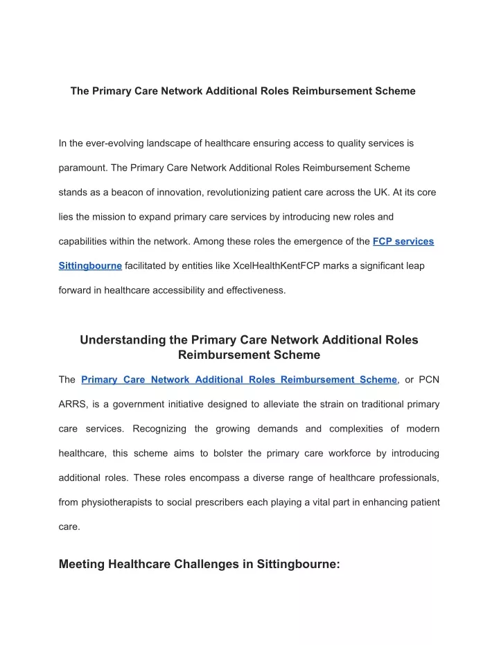 the primary care network additional roles