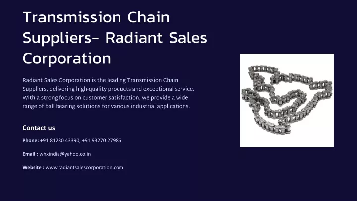 transmission chain suppliers radiant sales
