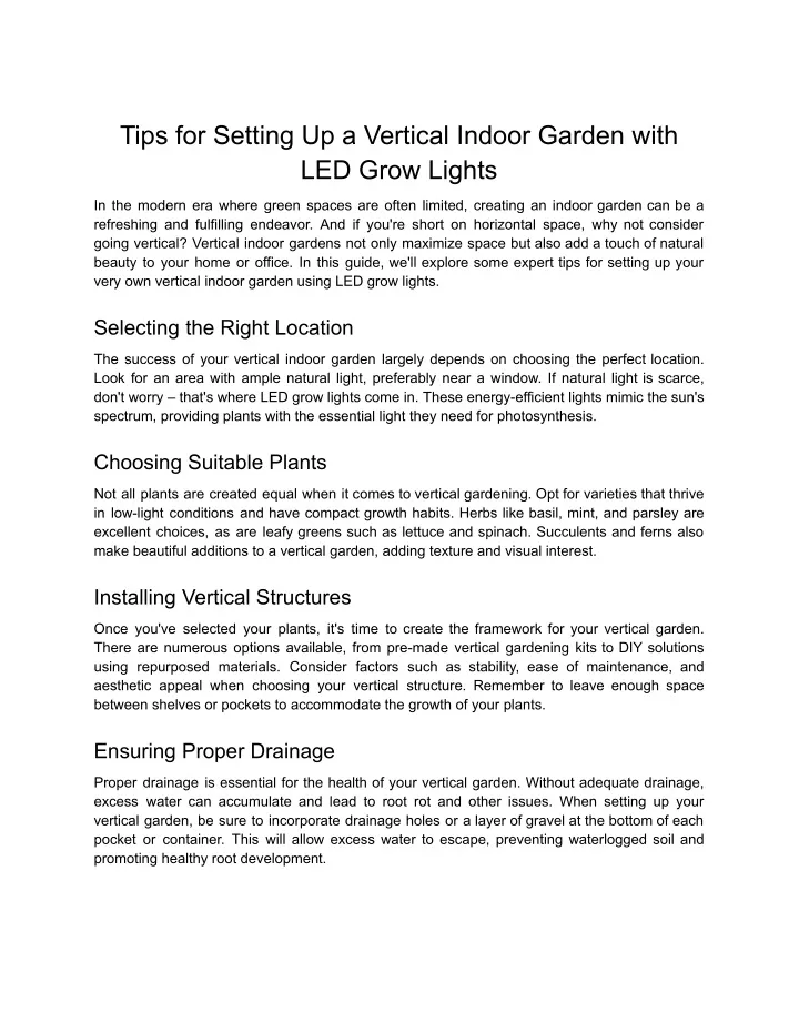 tips for setting up a vertical indoor garden with