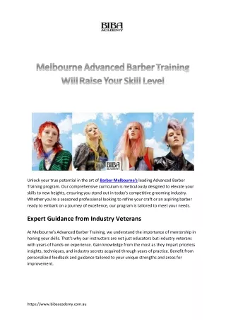 Melbourne Advanced Barber Training Will Raise Your Skill Level