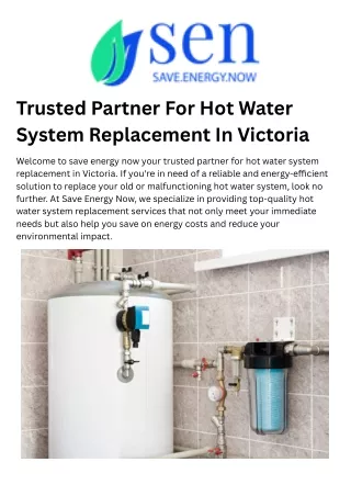 Trusted Partner For Hot Water System Replacement In Victoria