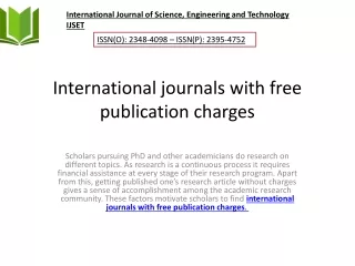 International journals with free publication charges pdf