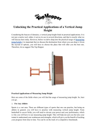 Unlocking the Practical Applications of a Vertical Jump Height