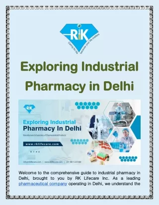 Exploring Industrial Pharmacy In Delhi