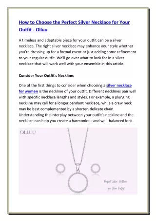 How to Choose the Perfect Silver Necklace for Your Outfit - Olluu