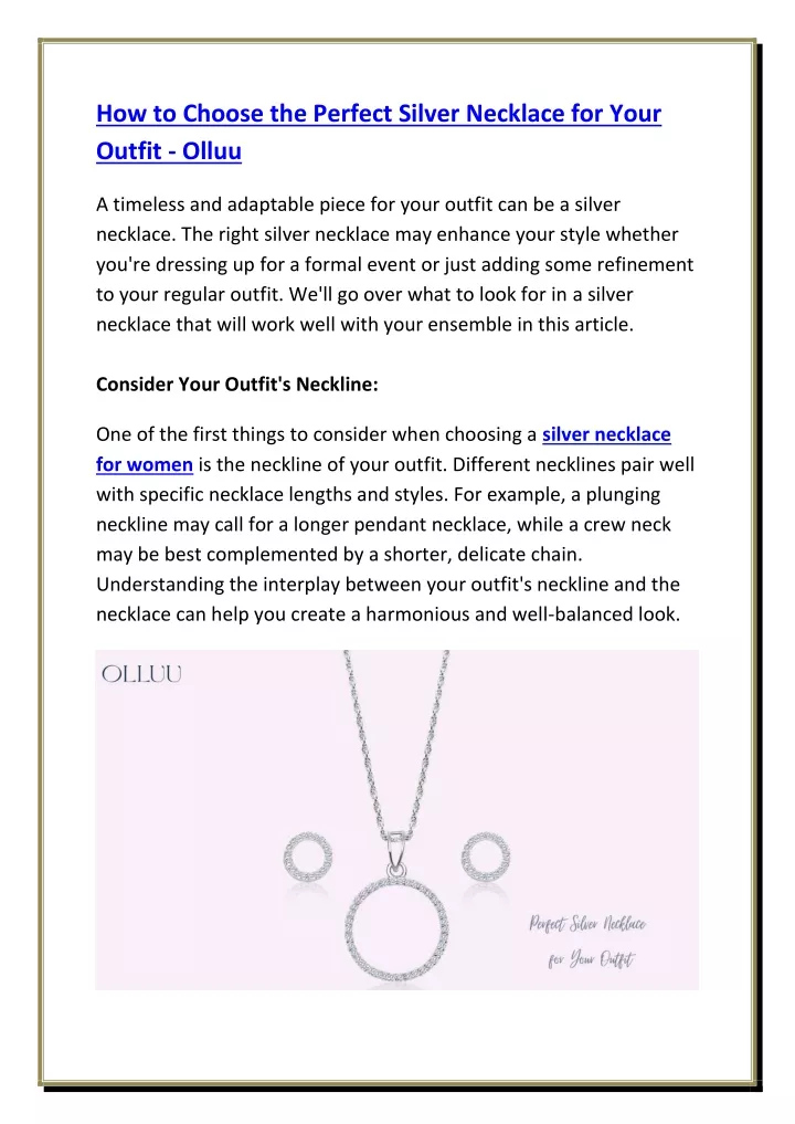 how to choose the perfect silver necklace