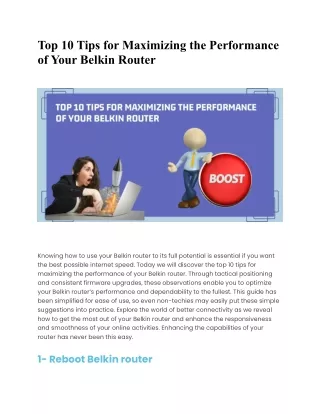 Top 10 Tips for Maximizing the Performance of Your Belkin Router