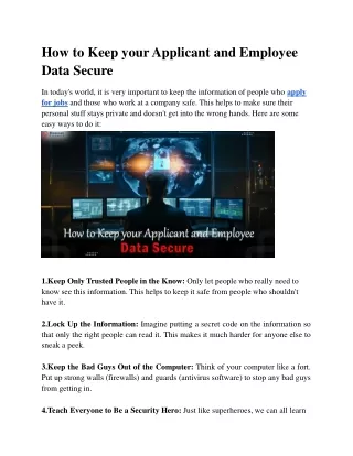 How to Keep your Applicant and Employee Data Secure