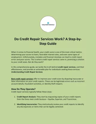 Do Credit Repair Services Work? A Step-by-Step Guide