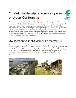 ontdek harderwijk kom kamperen bij aqua centrum