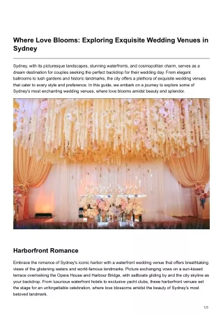 Where Love Blooms Exploring Exquisite Wedding Venues in Sydney