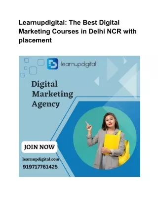 Learnupdigital : The Best Digital Marketing Courses in Delhi NCR with placement