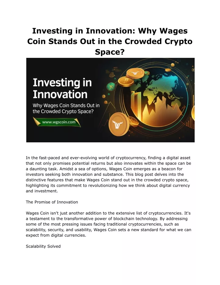 investing in innovation why wages coin stands